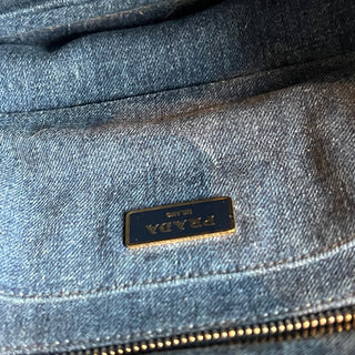 PRADA Canapa Medium Blue Denim Tote Bag