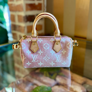 LOUIS VUITTON Pink Monogram Denim Nano Speedy