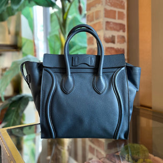 CELINE Luggage Mini Navy Blue Drummed Calfskin Leather Tote