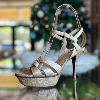 SAINT LAURENT Tribute Metallic Gold Textured Heels SZ38.5(8.5US)