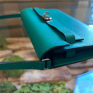 HERMES Kelly Wallet To Go Vert Jade Epsom