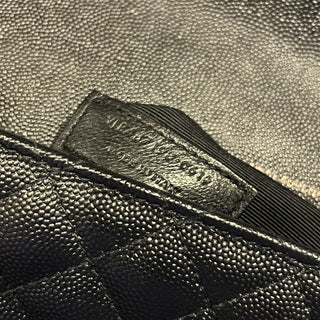 SAINT LAURENT Triquilt Large Black on Black Grain De Poudre Leather Shoulder Bag