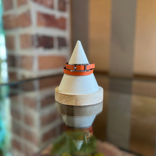 HERMES Reversible Be Hapi Orange/Brown Leather Bracelet T1 (SZ XS)