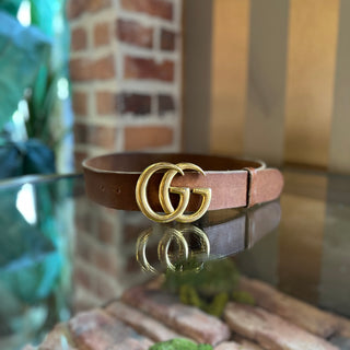 GUCCI GG Marmont Brown Faded Leather Wide Belt SZ 70/28