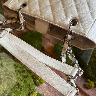CHANEL Petit Shopping Tote PST White Caviar Quilted Tote