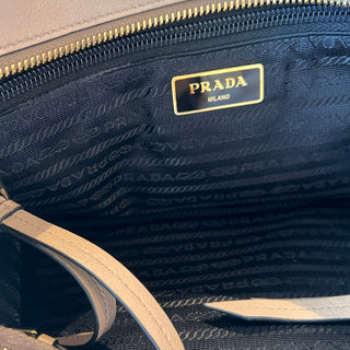 PRADA Argilla Glacé Calf Leather Beige Tote Bag