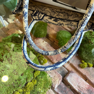 DIOR Medium Book Ecru and Blue Toile de Jouy Embroidered Tote