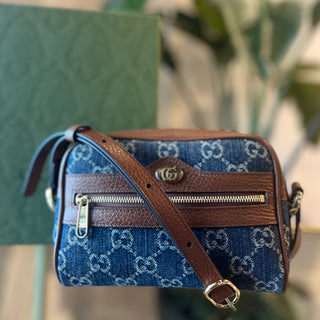 GUCCI Small Ophidia GG Denim Blue Crossbody