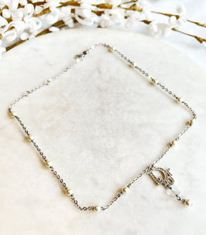 Dior Pearl Station Logo Necklace