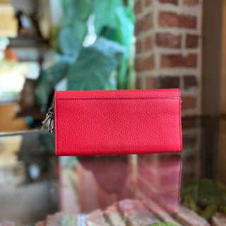 DIOR Diorissimo Red Bullcalf Leather Envelope Flap Wallet