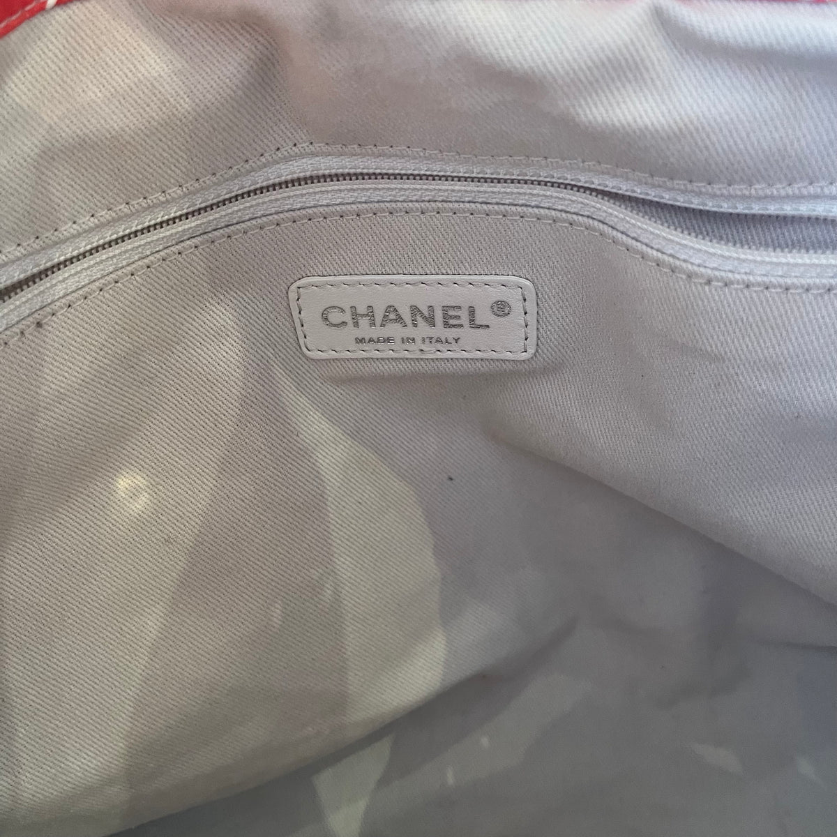 CHANEL Orange CC Charms Print Canvas Quilted Shoulder Bag