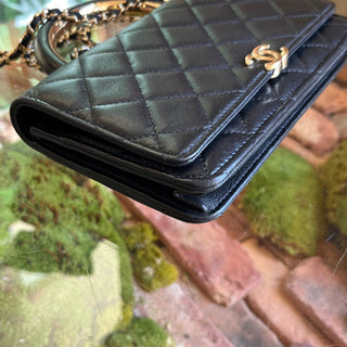 CHANEL Wallet On Chain Black Lambskin Top Handle