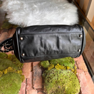 CHANEL Ligne Black Diagonal CC Lambskin Shoulder Bag