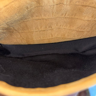 SAINT LAURENT Small Croc Nubuck Niki Shoulder Bag