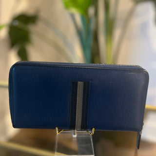 PRADA Blue Saffiano Long Zip Wallet