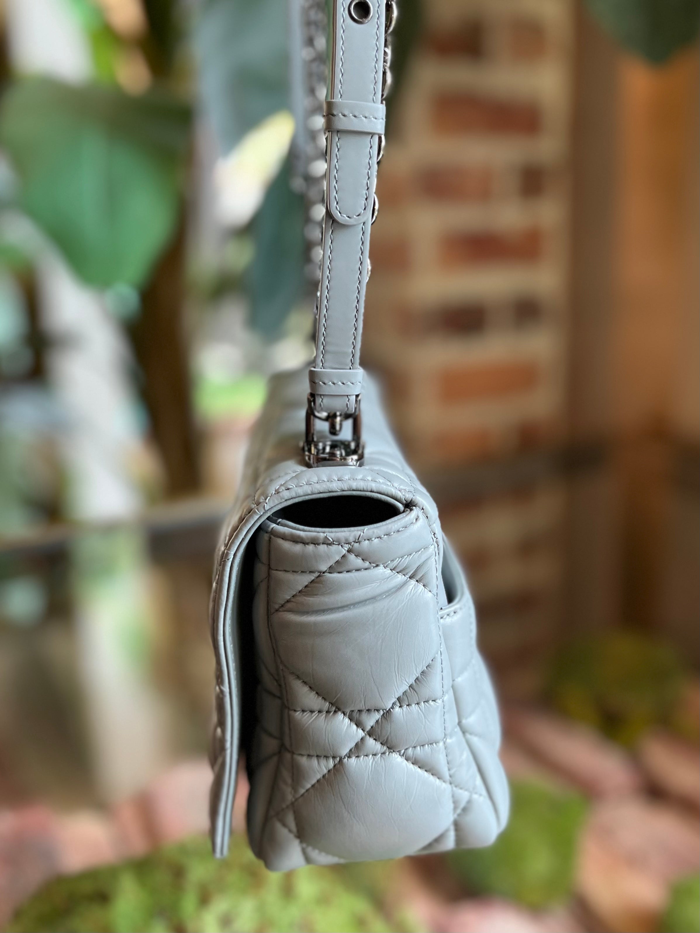 Medium Dior Caro Bag Sand-Colored Quilted Macrocannage Calfskin