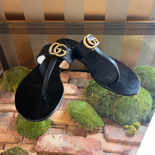 GUCCI Marmont Black Thong Sandals SZ 40 (US 10)