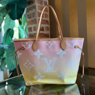 LOUIS VUITTON Neverfull MM Light Pink By The Pool Giant Monogram Tote Bag