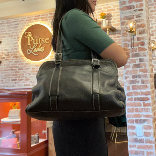 PRADA Vintage Vitello Daino Black Leather Shoulder Bag