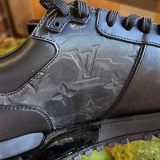 LOUIS VUITTON Run Away LV Monogram Black Leather Sneakers SZ 8