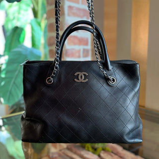 CHANEL Urban Shopping Small Black Grained Vegetal Calfskin Tote