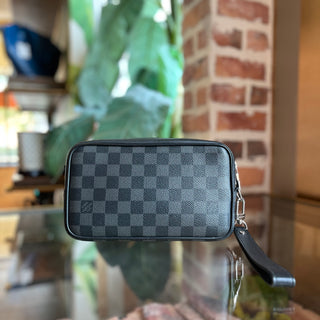 LOUIS VUITTON Damier Graphite Canvas Black Wristlet Pouch