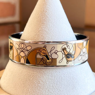 HERMES Silver Rim Coup De Fouet Enamel Bangle