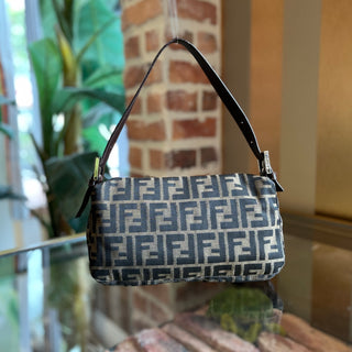 FENDI Baguette Brown FF Zucca Canvas Vintage Shoulder Bag