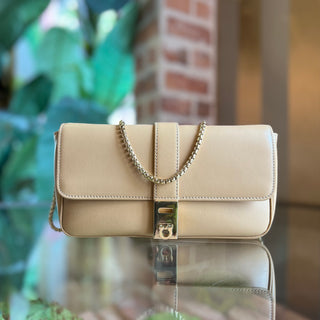 FERRAGAMO Arch Mini Beige Leather Crossbody Bag