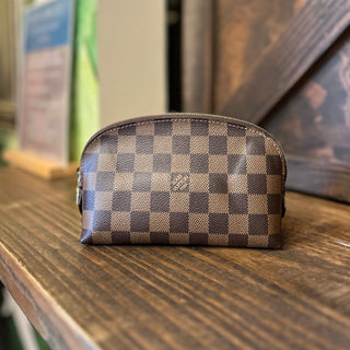 LOUIS VUITTON Cosmetic Pouch PM Damier Ebene Canvas Dome Pouch