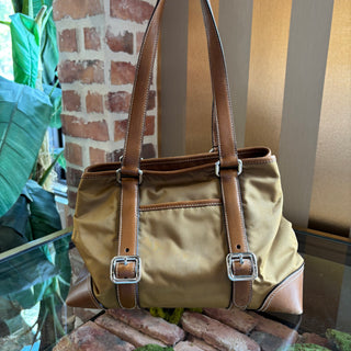 PRADA Vitello Trim Tessuto Shoulder Bag