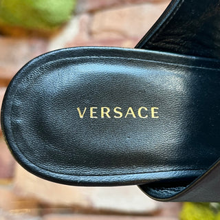 VERSACE Medusa Black Strappy Leather Heels SZ 35 (US 5)