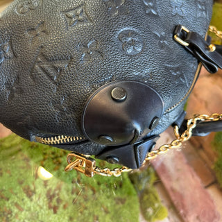 LOUIS VUITTON Petite Malle Souple Black Monogram Empreinte Leather Top Handle Bag