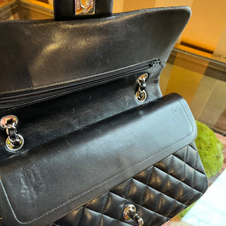 CHANEL Double Flap Classic Medium Black Lambskin Leather Shoulder Bag