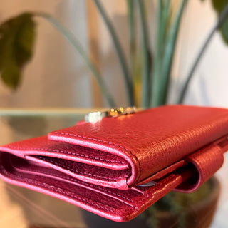 GUCCI Interlocking G Logo Red Dollar Compact Bi-Fold Wallet