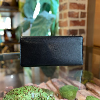 SAINT LAURENT Kate Black Grain de Poudre Leather Clutch