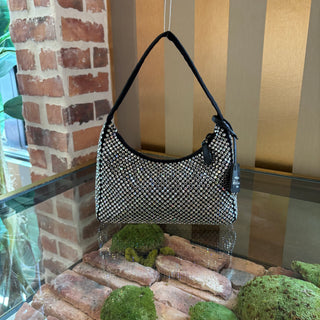 PRADA Prada Re-Edition 2005 Mini Crystal-Studded Satin Bag