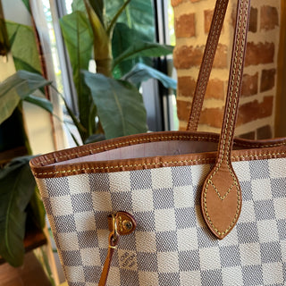 LOUIS VUITTON Neverfull MM Damier Azur Canvas Tote Bag