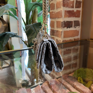 DOLCE & GABBANA Snakeskin Crystal-Embellished Studded DG Logo Chain Bag