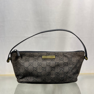 GUCCI Boat Pochette Black Denim Leather Shoulder Bag