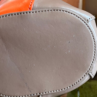 CHLOE Tulip Mini Taupe Orange Calfskin Leather Bucket Bag