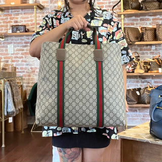 GUCCI Tender GG Supreme Monogram Textured Dollar Calfskin Web Tote