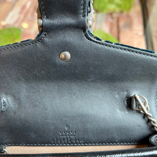 GUCCI Super Mini Dionysus Dark Blue GG Embossed Velvet Shoulder Bag
