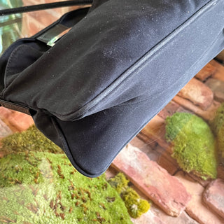 FENDI Baguette Vintage Black Neoprene Double Flap Shoulder Bag