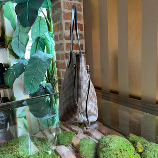 LOUIS VUITTON Neverfull MM Damier Ebene Brown Canvas Tote Bag