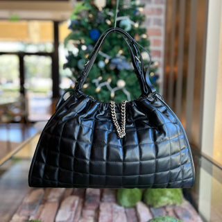 GUCCI Deco Medium Black Leather Quilted Tote