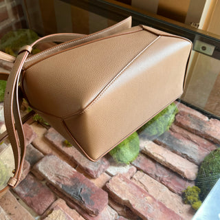 LOEWE Puzzle Edge Small Toffee Soft Grained Calfskin Top Handle Bag