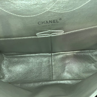 CHANEL Reissue 2.77 Metallic Silver Aged Calfskin Leather Shoulder Bag