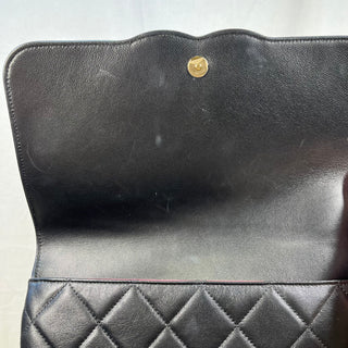 CHANEL Goatskin Quilted Timeless CC Black Clutch