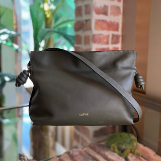 LOEWE Flamenco Medium Khaki Nappa Calfskin Leather Crossbody